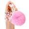 Cute Pink Bear Keychain for Women with Puff Ball Purse Charms, Girls Bling Key Chains for Car Keys, Backpack, Purse Accessories, Pink Pom Pom Keychain